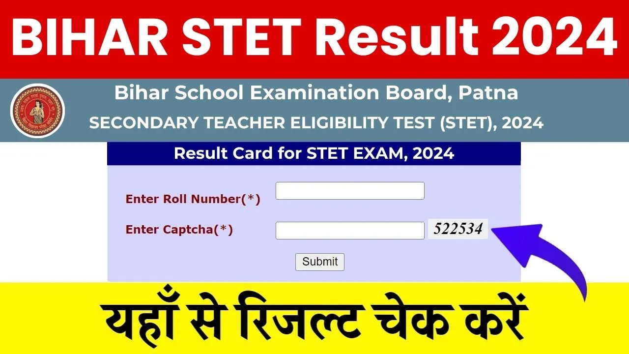 Bihar STET Result 2024 Download bsebstet2024.com, Direct Link