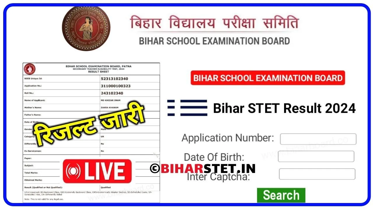 Bihar STET Result 2024 Link Out